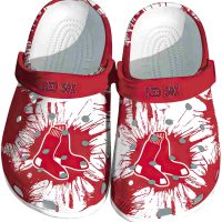 Custom Boston Red Sox Splattered Paint Design Crocs