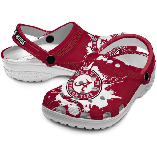 Custom Alabama Crimson Tide Splattered Paint Design Crocs