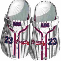 Custom Atlanta Braves Pinstripe Pattern Crocs