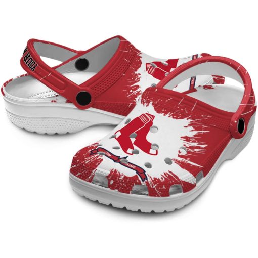Custom Boston Red Sox Splash Pattern Crocs