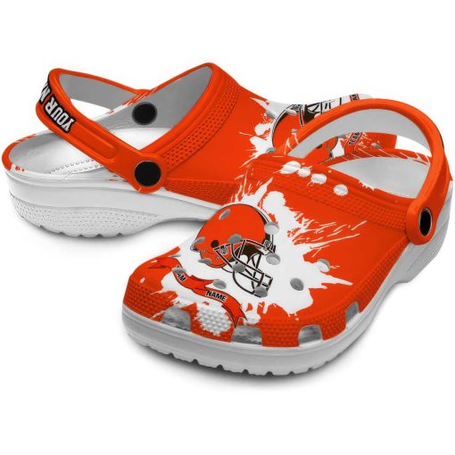 Custom Cleveland Browns Splattered Paint Design Crocs