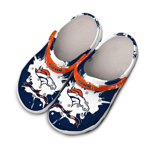 Custom Denver Broncos Splatter Pattern Crocs