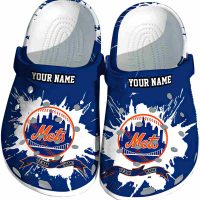 Custom New York Mets Splattered Paint Design Crocs