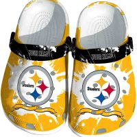 Custom Pittsburgh Steelers Splatter Pattern Crocs