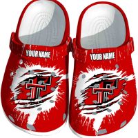 Custom Texas Tech Red Raiders Splash Motif Background Crocs