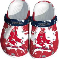 Customized Boston Red Sox Splatter Pattern Crocs