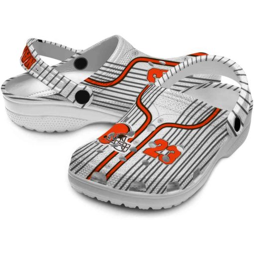 Customized Cleveland Browns Pinstripe Pattern Crocs