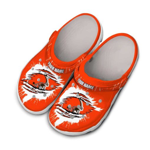 Customized Cleveland Browns Splash Motif Background Crocs