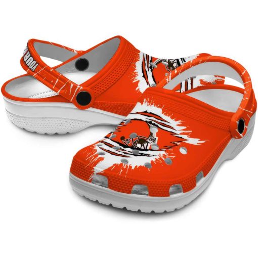 Customized Cleveland Browns Splash Motif Background Crocs