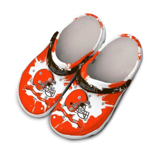 Customized Cleveland Browns Splatter Pattern Crocs