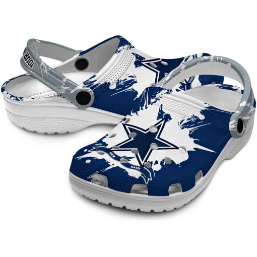 Customized Dallas Cowboys Splatter Pattern Crocs