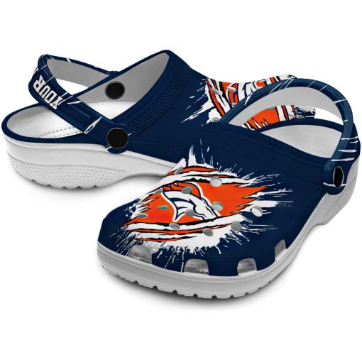 Customized Denver Broncos Abstract Splash Pattern Crocs