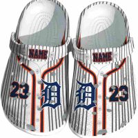 Customized Detroit Tigers Pinstripe Pattern Crocs