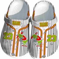 Customized Grinch Pinstripe Pattern Crocs