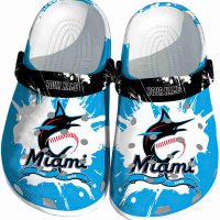 Customized Miami Marlins Splatter Pattern Crocs