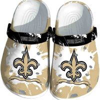 Customized New Orleans Saints Splatter Pattern Crocs