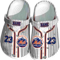 Customized New York Mets Pinstripe Pattern Crocs