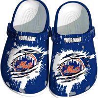 Customized New York Mets Splash Motif Background Crocs