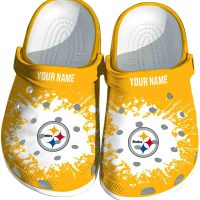 Customized Pittsburgh Steelers Splatter Background Crocs