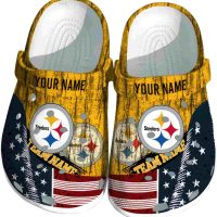 Customized Pittsburgh Steelers Star-Spangled Side Pattern Crocs