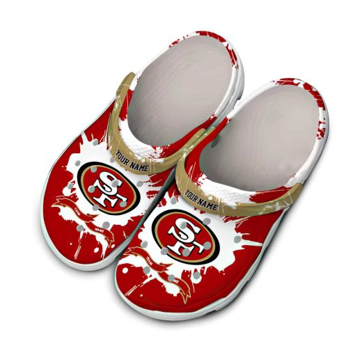 Customized San Francisco 49ers Splatter Pattern Crocs