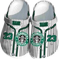 Customized Starbucks Pinstripe Pattern Crocs