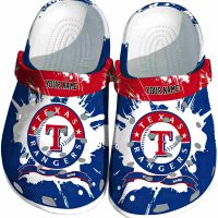 Customized Texas Rangers Splatter Pattern Crocs