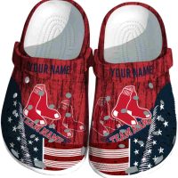 Customized Boston Red Sox Pinstripe Pattern Crocs