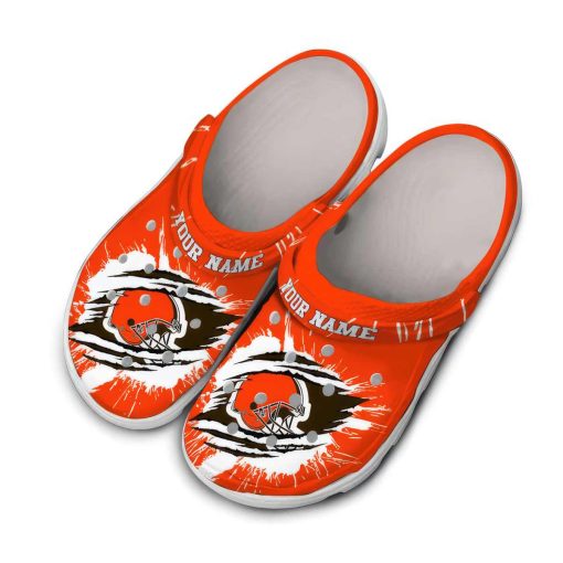 Personalized Cleveland Browns Abstract Splash Pattern Crocs