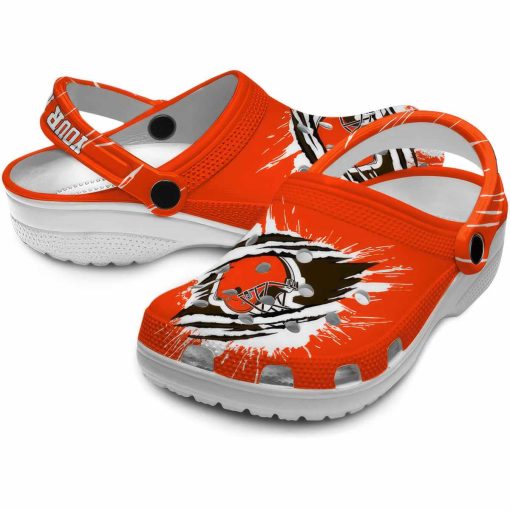 Personalized Cleveland Browns Abstract Splash Pattern Crocs