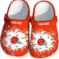 Personalized Cleveland Browns Splatter Background Crocs