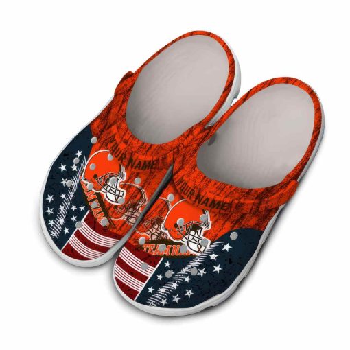 Personalized Cleveland Browns Star-Spangled Side Pattern Crocs