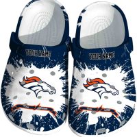 Custom Denver Broncos Splatter Pattern Crocs