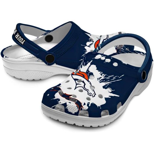 Personalized Denver Broncos Splattered Paint Design Crocs