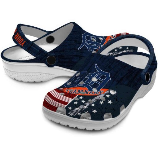 Personalized Detroit Tigers Star-Spangled Side Pattern Crocs