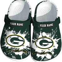 Personalized Green Bay Packers Splattered Paint Design Crocs