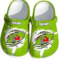 Personalized Grinch Splash Motif Background Crocs