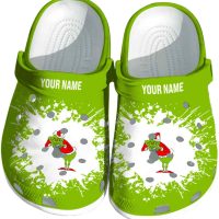 Personalized Grinch Splatter Background Crocs