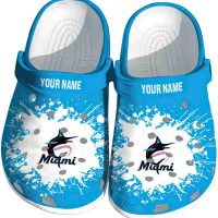 Personalized Miami Marlins Splatter Background Crocs