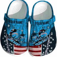 Personalized Miami Marlins Star-Spangled Side Pattern Crocs