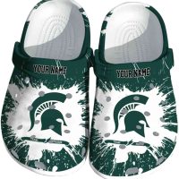 Personalized Michigan State Spartans Splash Pattern Crocs