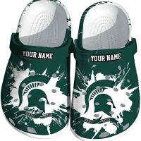 Personalized Michigan State Spartans Splattered Paint Design Crocs