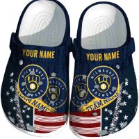Personalized Milwaukee Brewers Star-Spangled Side Pattern Crocs