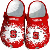 Personalized NC State Wolfpack Splatter Background Crocs