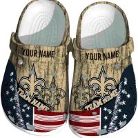 Personalized New Orleans Saints Star-Spangled Side Pattern Crocs