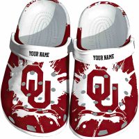 Personalized Oklahoma Sooners Splatter Pattern Crocs