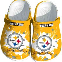Personalized Pittsburgh Steelers Splattered Paint Design Crocs