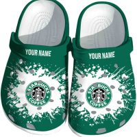 Personalized Starbucks Splatter Background Crocs