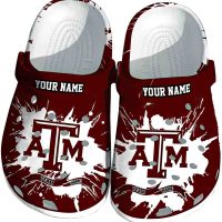 Personalized Texas A&M Aggies Splattered Paint Design Crocs