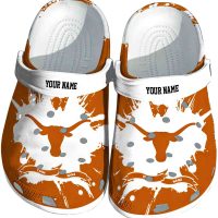 Personalized Texas Longhorns Splatter Pattern Crocs